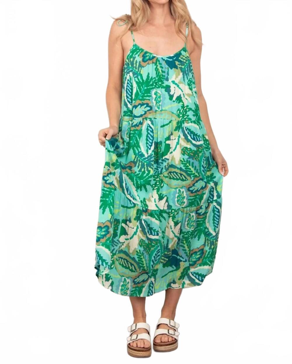NEW VERY J tropical smoothie dress - plus in green